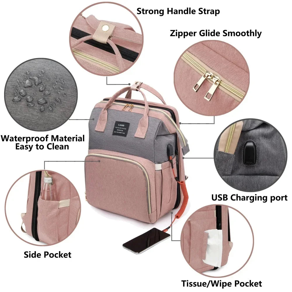 zensea™ 3-in-1 Wickelrucksack mit Babybett
